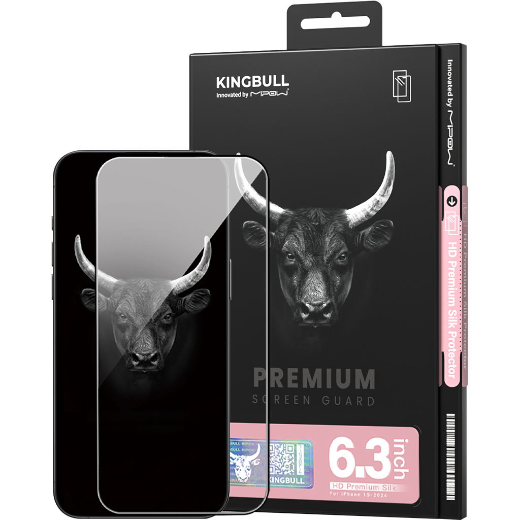 Miếng dán cường lực Mipow Kingbull HD Premium Silk cho iPhone 16 Pro