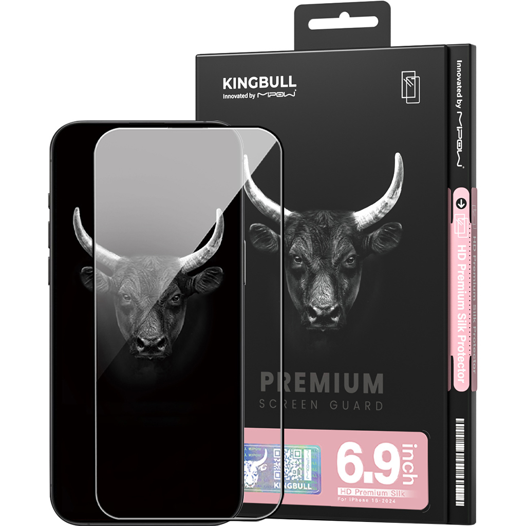 Miếng dán cường lực Mipow Kingbull HD Premium Silk cho iPhone 16 Promax