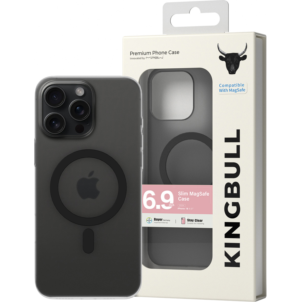 Ốp lưng Mipow Premium Slim Case cho iPhone 16 Promax Black Matt Black Magsafe