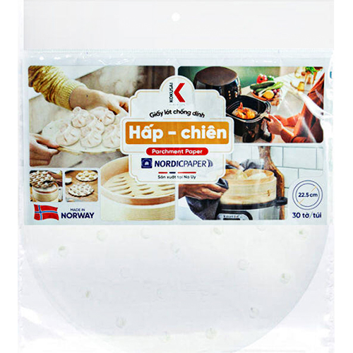 Giấy Lót Chống Dính Hấp Chiên Kokusai Có Lỗ 22.5Cm (30 Tờ/Túi)