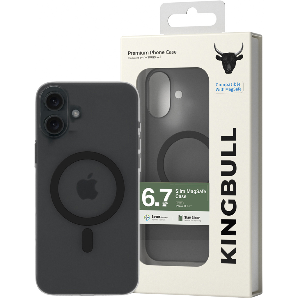 Ốp Lưng Mipow Premium Slim Case Cho Iphone 16 Plus Black Matt + Black Magsafe