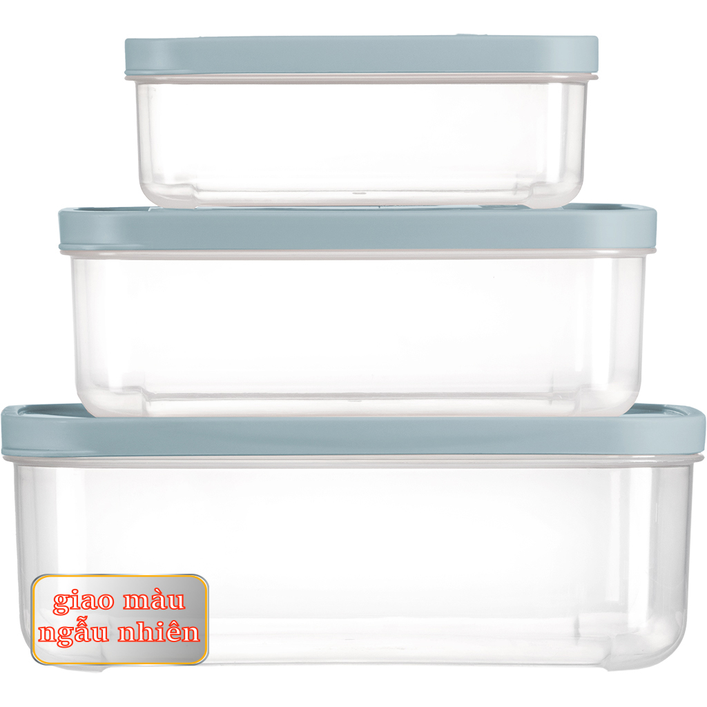 Bộ 3 Hộp Thực Phẩm Hình Chữ Nhật Hokkaido (750 - 1500 - 2500 Ml)