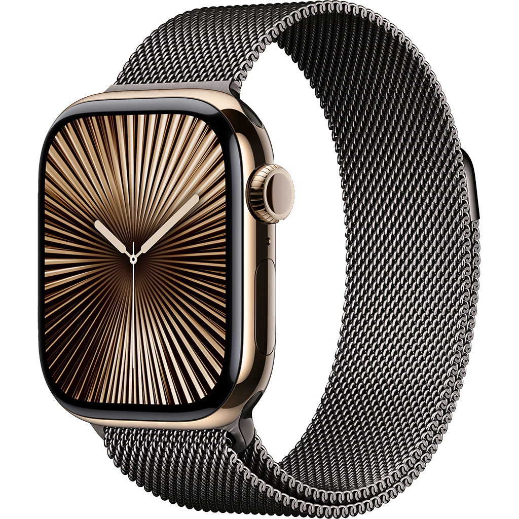 Apple Watch Series 10 GPS Cellular 42mm Gold Titanium Case Gold Milanese Loop