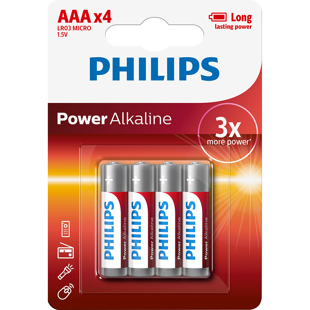 Pin AAA 4 viên Alkaline Philips LR03P4B/97