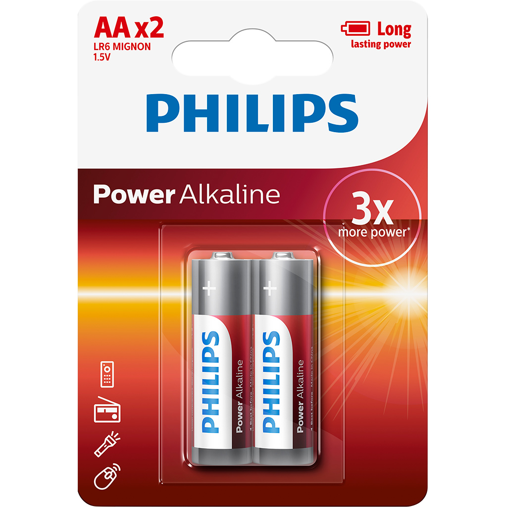 Pin AA 2 viên Alkaline Philips LR6P2B/97