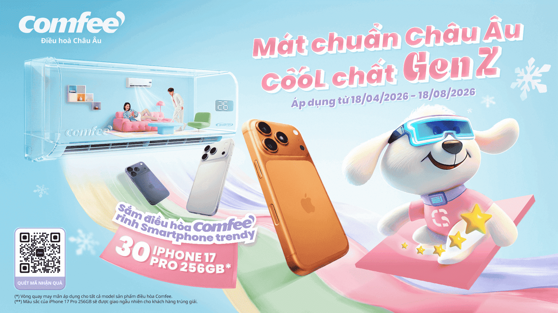 MÁT CHUẨN CHÂU ÂU, COOL CHẤT GENZ – SẮM ĐIỀU HÒA COMFEE, RINH SMARTPHONE TRENDY!