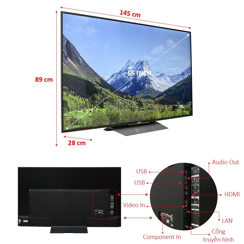 Tivi 4K Sony KD-65X8500D 65 inches Ultra HD tại Nguyễn Kim