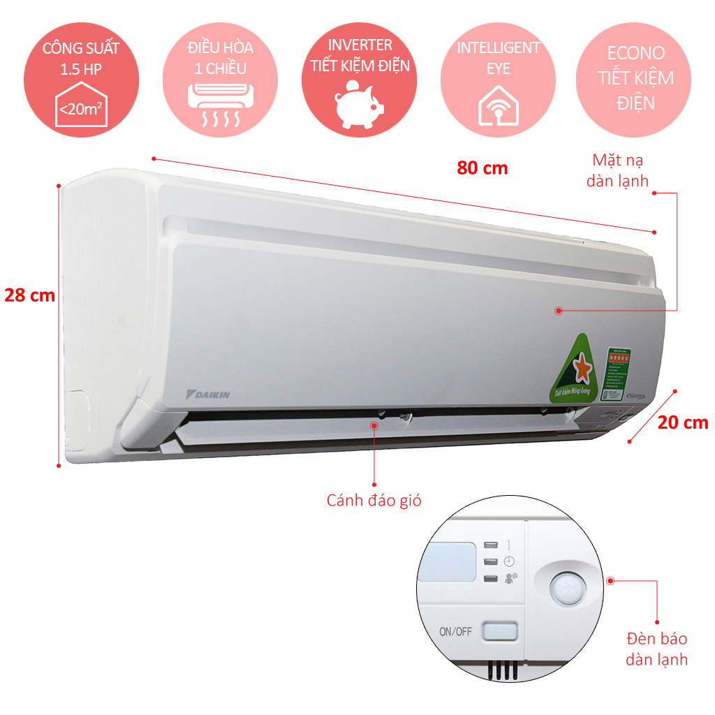 MÁY LẠNH DAIKIN INVERTER 1.5 HP FTKS35GVMV