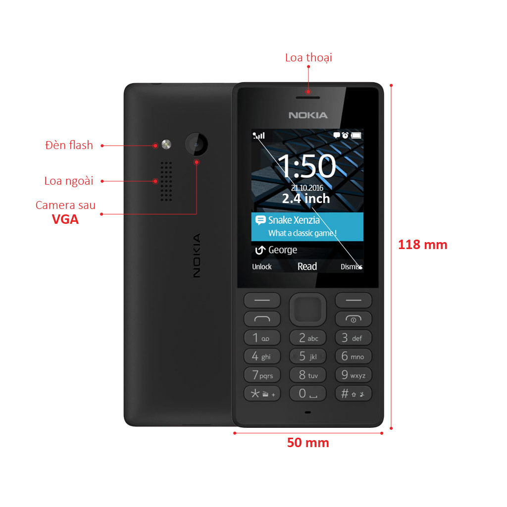 Điện thoại Nokia 150 màu đen chính hãng,bền đẹp giá tốt tại Nguyễn Kim