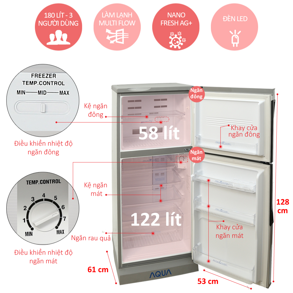 Tủ lạnh Aqua 170 lít