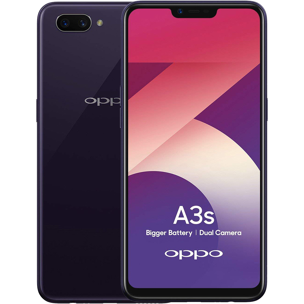 Điện thoại Oppo A3s màu tím đen chính hãng tại Nguyễn Kim
