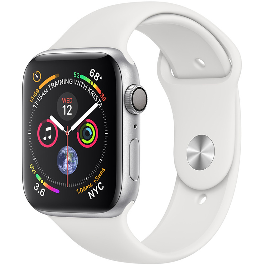 APPLE WATCH SERIES 4 44MM SILVER - WHITE SPORT BAND