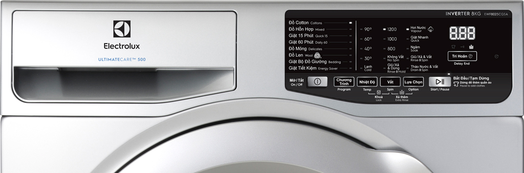 Máy giặt Electrolux Inverter 8 kg EWF8025CQSA bảng điều khiển
