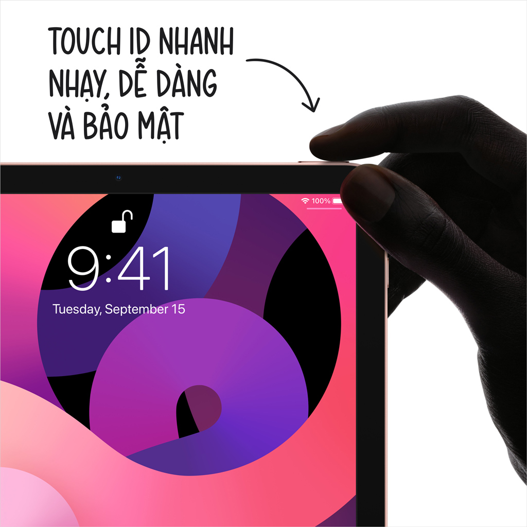 Máy tính bảng iPad Air 10.9 inch Wifi 64GB MYFP2ZA/A Vàng Hồng 2020 touch ID bảo mật