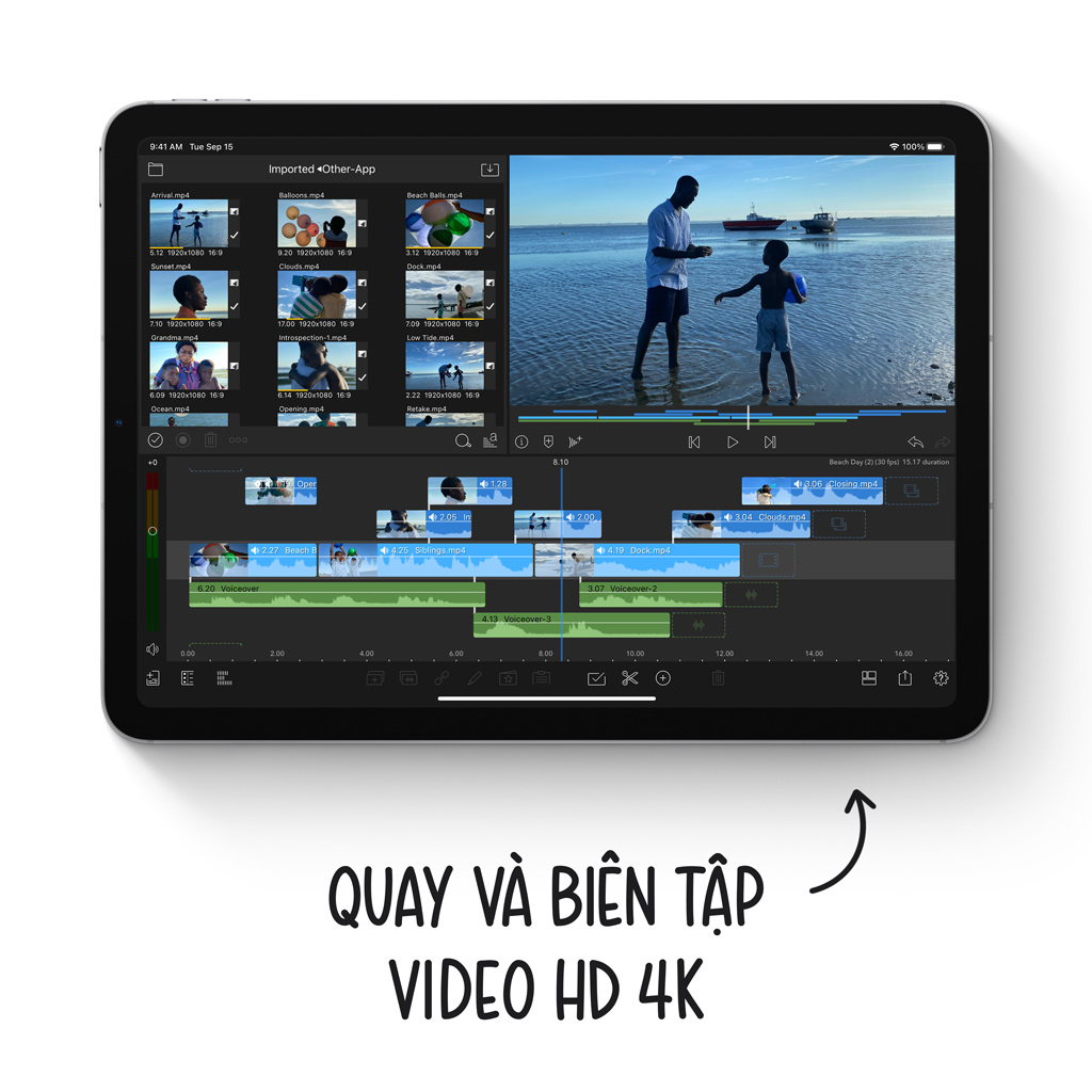 Máy tính bảng iPad Air 10.9 inch Wifi 64GB MYFP2ZA/A Vàng Hồng 2020 quay phim và biên tập video