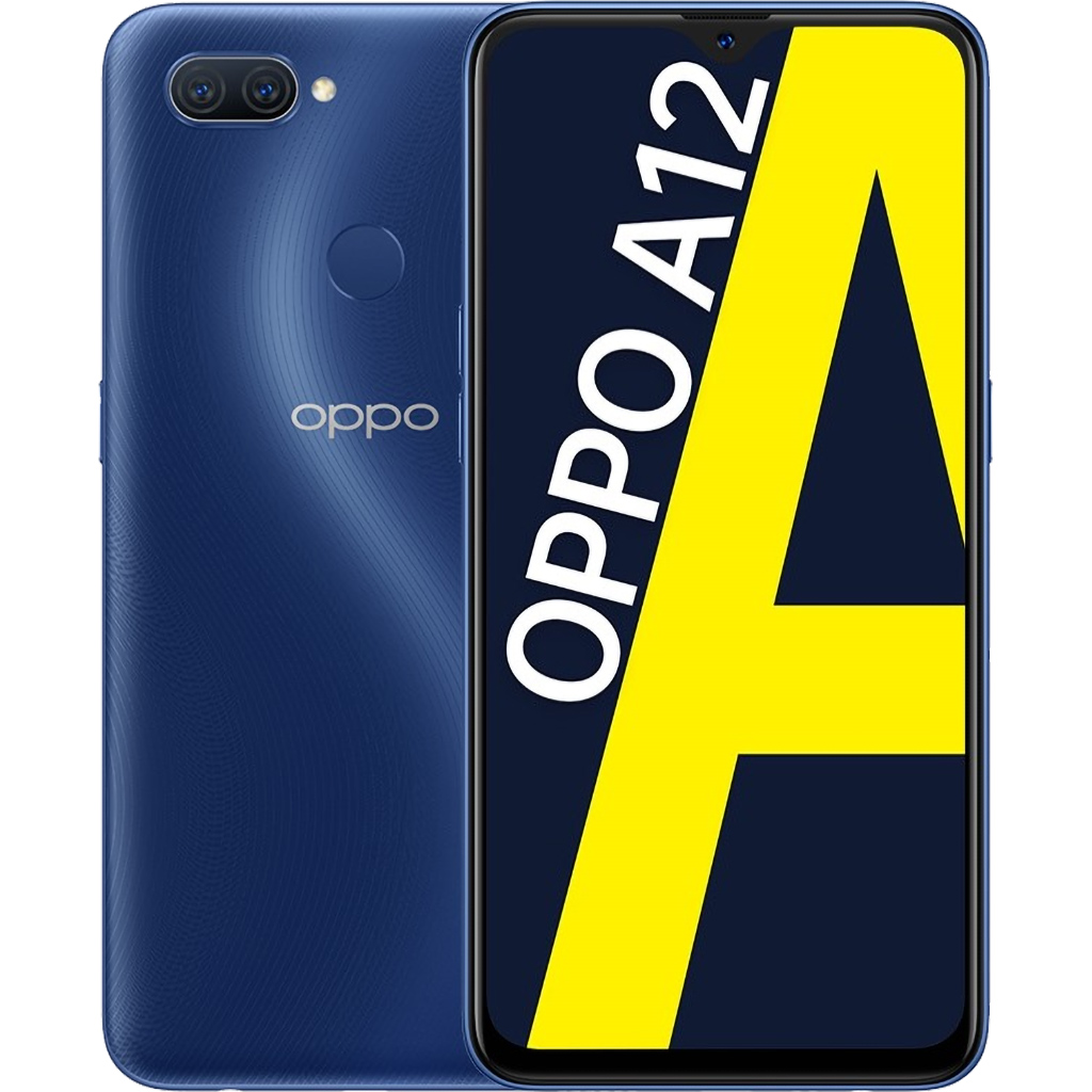 Điện thoại OPPO A12 3GB/32GB Xanh Đam Mê mặt chính diện trước sau