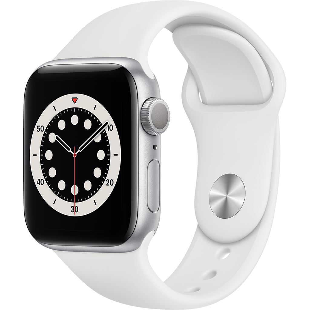 Apple Watch S6 GPS 40mm Vỏ nhôm Dây cao su Trắng