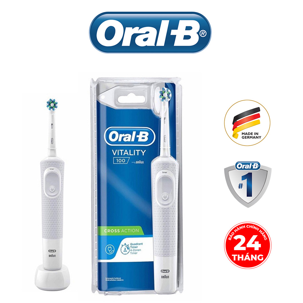 Bàn chải đánh răng điện Oral-B Vitality 100 CrossAction White D100.413.1 chải sạch gấp 2 lần