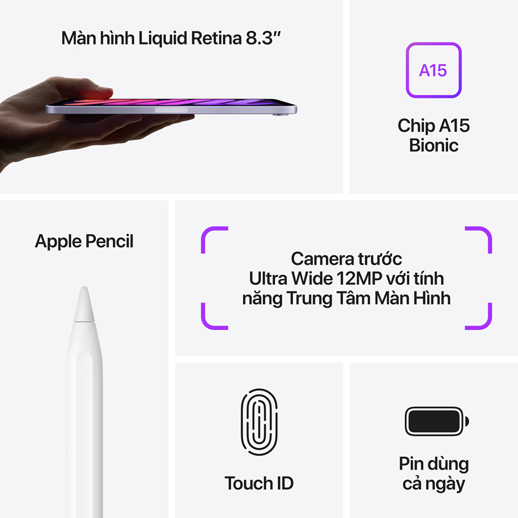 iPad Mini 6 Wifi 64GB 8.3 inch Trắng (2021) Chính Hãng | Nguyễn Kim