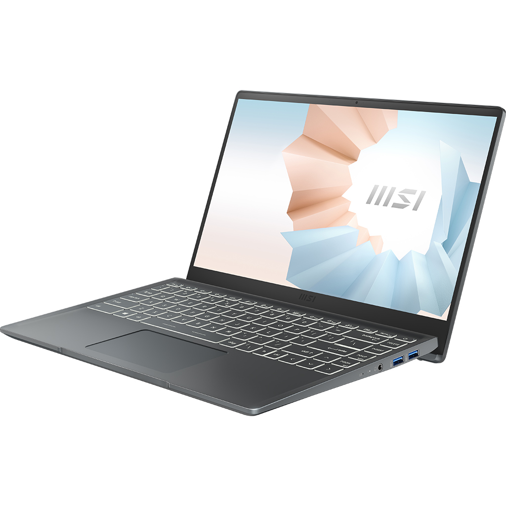 Laptop MSI Modern 14 B5M R55500U (204VN) mặt nghiêng phải