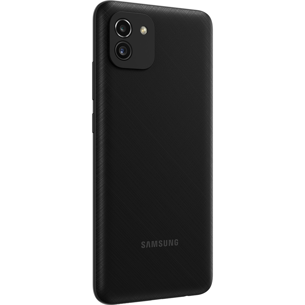 Điện thoại Samsung Galaxy A03 32GB Đen mặt lưng nghiêng phải