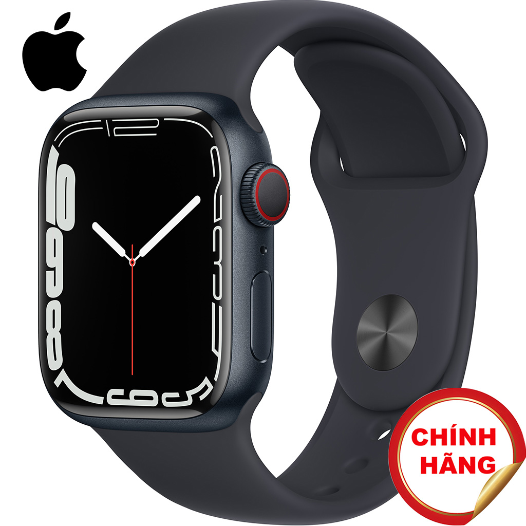 Apple Watch S7 LTE 41mm viền nhôm dây cao su Đen