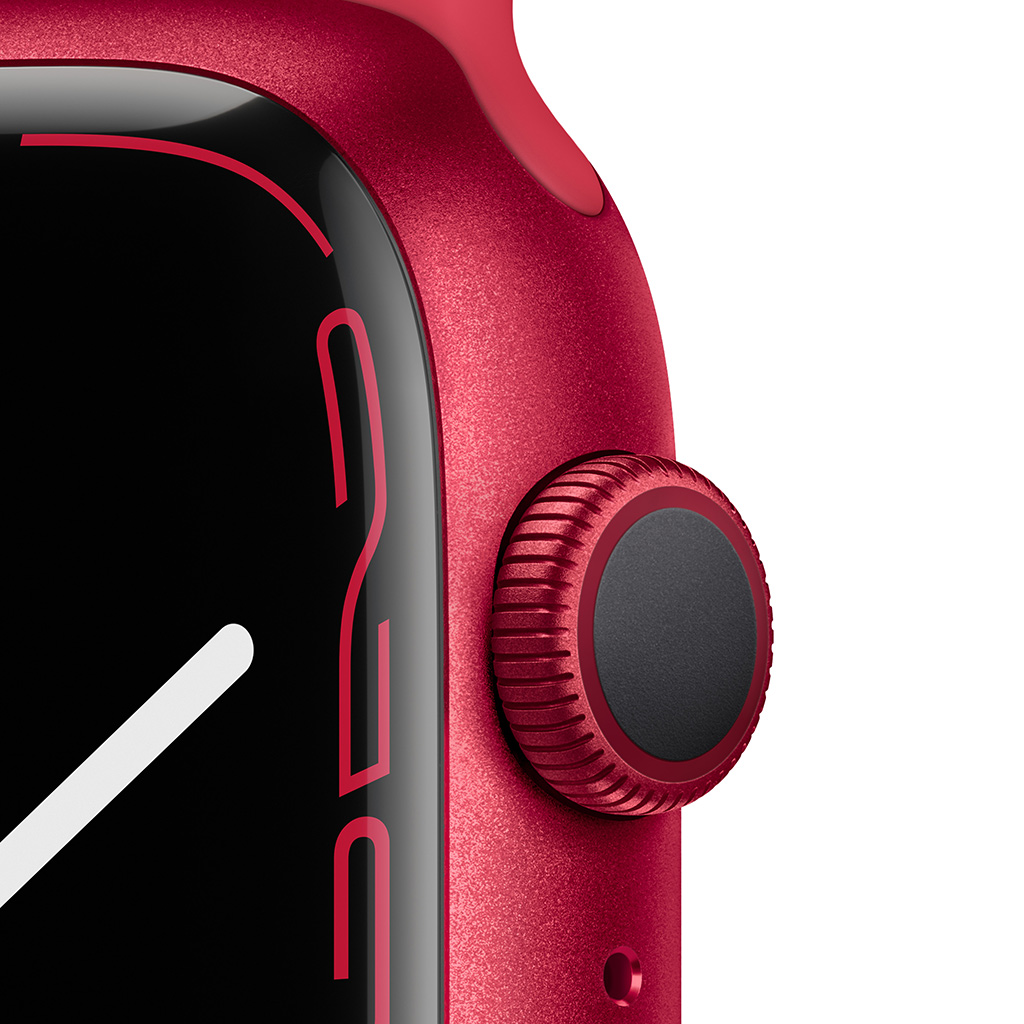 Apple Watch S7 GPS 45mm viền nhôm dây cao su Đỏ chi tiết