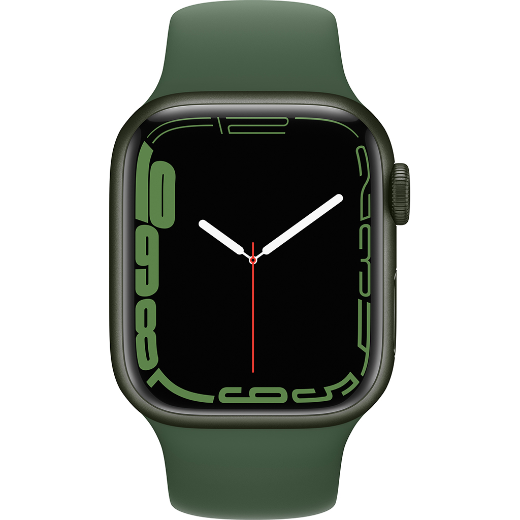 Apple Watch S7 LTE 41mm viền nhôm dây cao su Xanh lá mặt chính diện