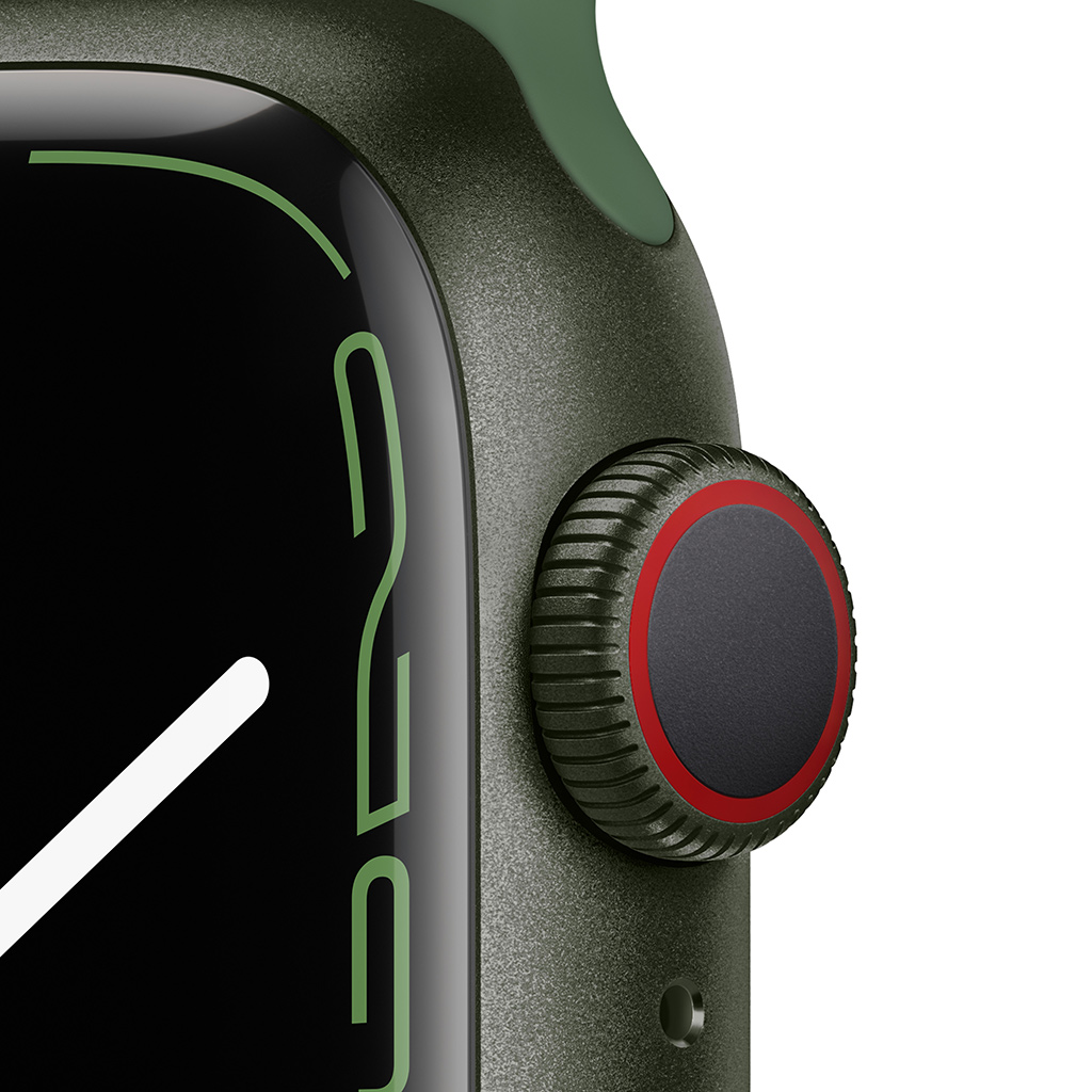 Apple Watch S7 LTE 41mm viền nhôm dây cao su Xanh lá chi tiết