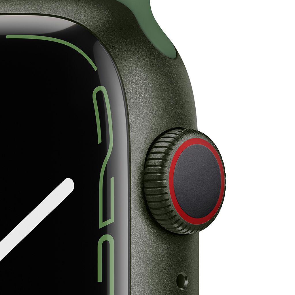 Apple Watch S7 LTE 45mm viền nhôm dây cao su Xanh lá chi tiết