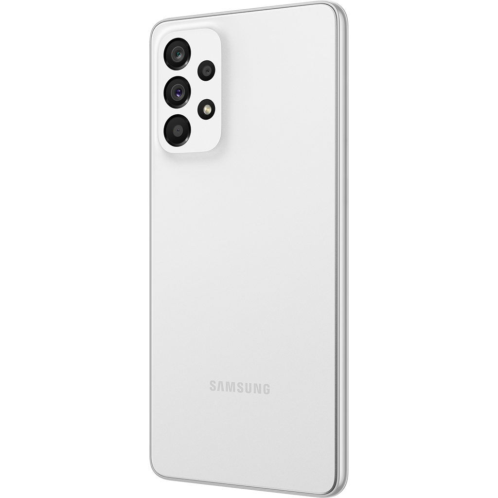 Điện thoại Samsung A73 6GB/128GB Trắng mặt lưng nghiêng phải