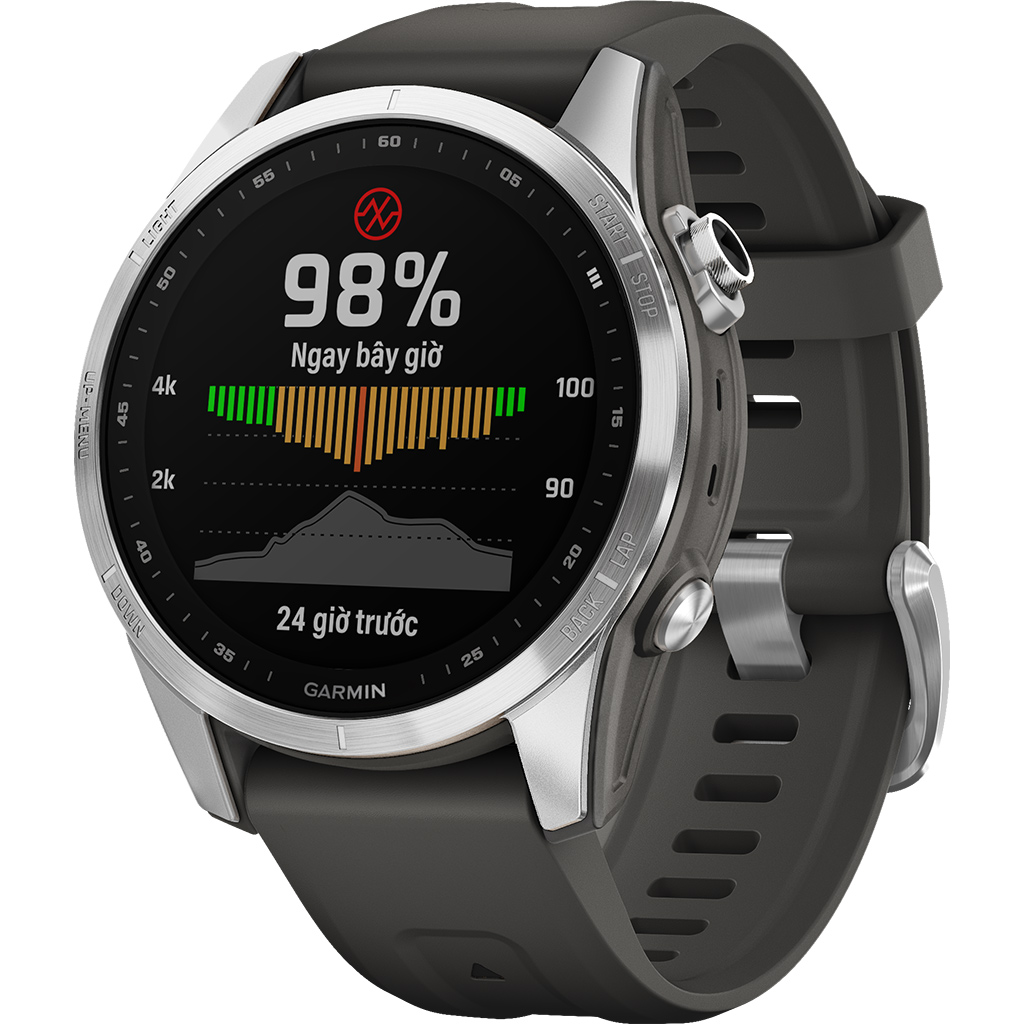 Đồng hồ Garmin Fenix 7S 42mm Bạc Dây Xám Graphite