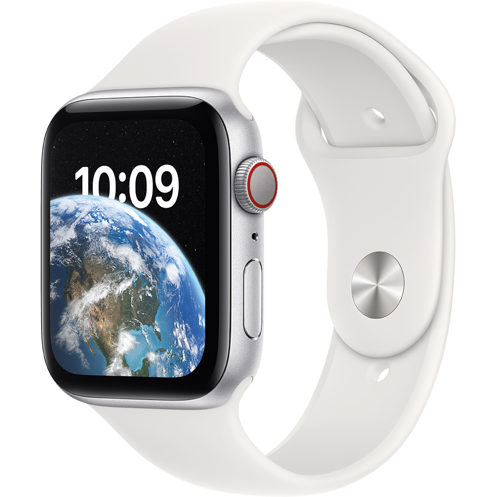 Apple Watch SE LTE 44mm viền nhôm Bạc dây silicone Trắng MNQ23VN/A