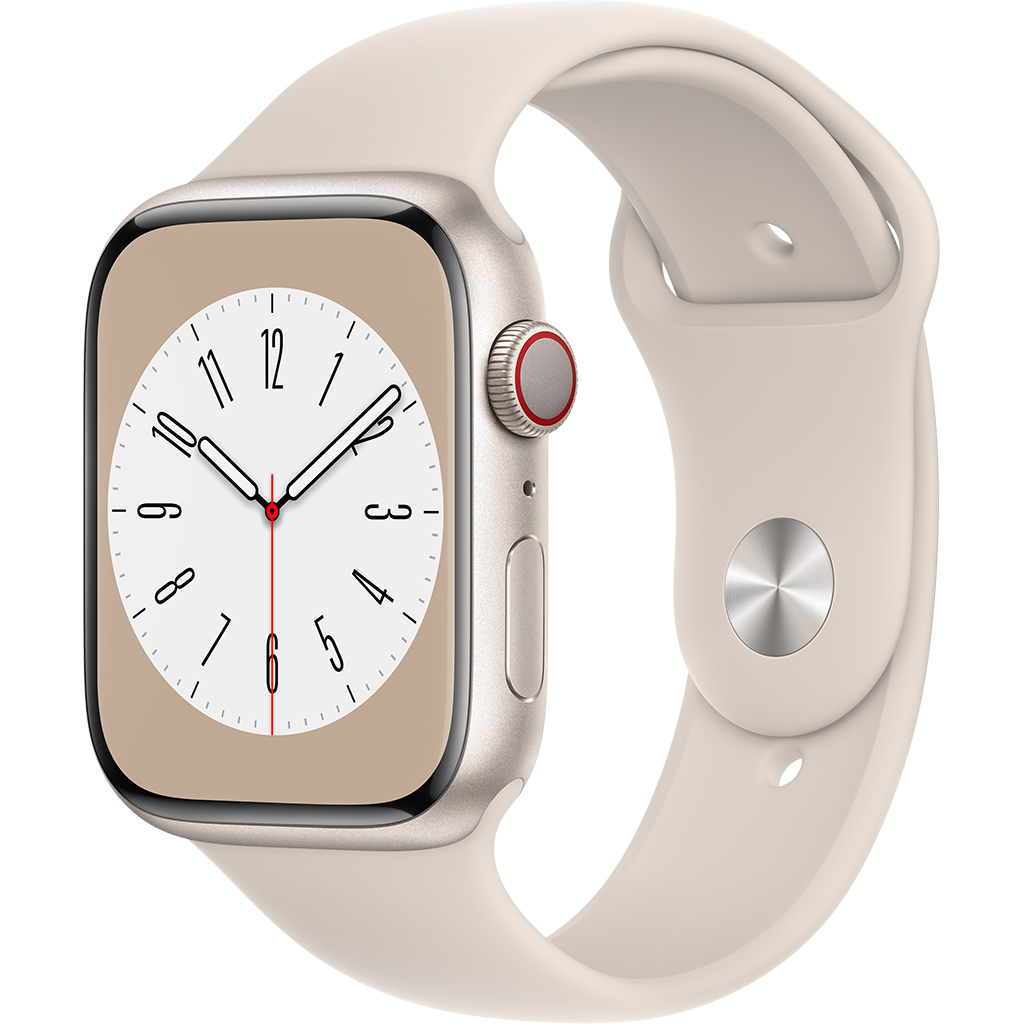 Apple Watch S8 LTE 45mm viền nhôm dây silicone Starlight MNK73VN/A