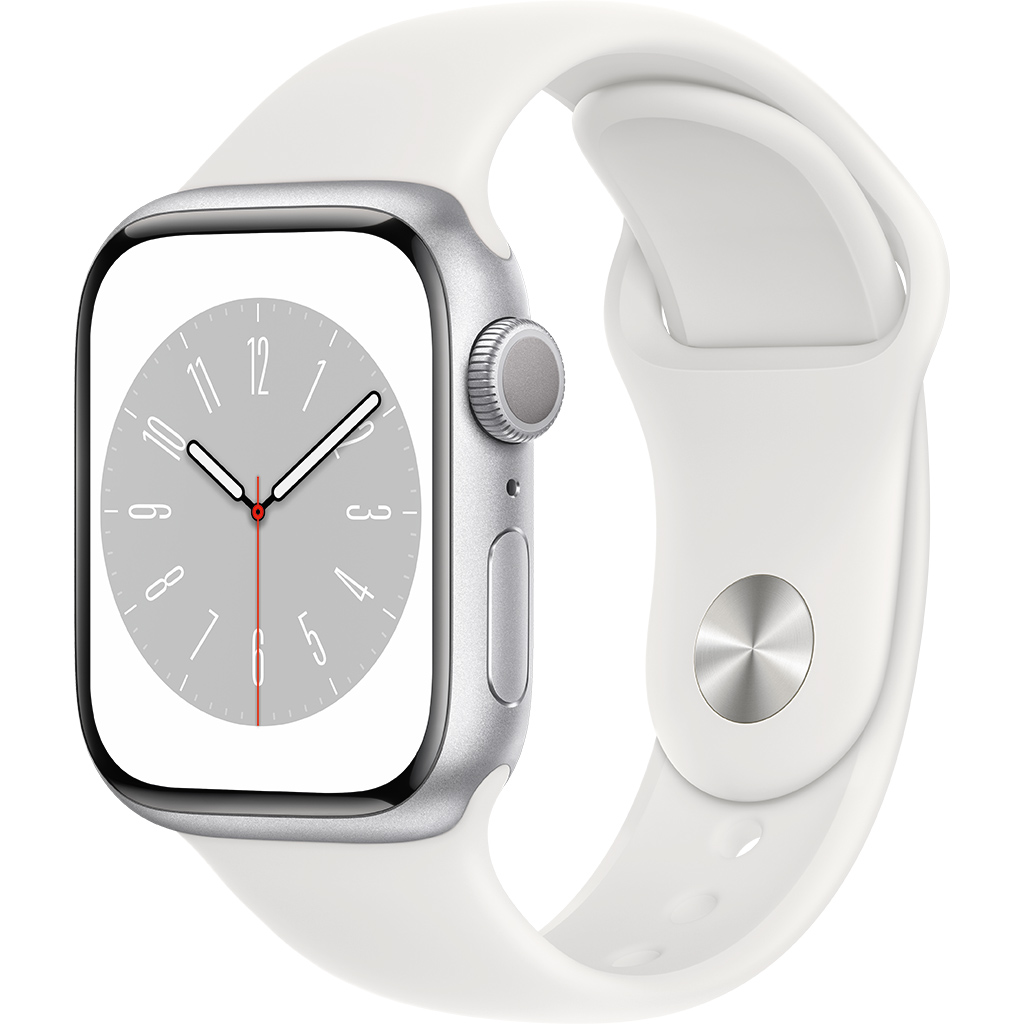 Apple Watch S8 GPS 41mm viền nhôm Bạc dây silicone Trắng MP6K3VN/A