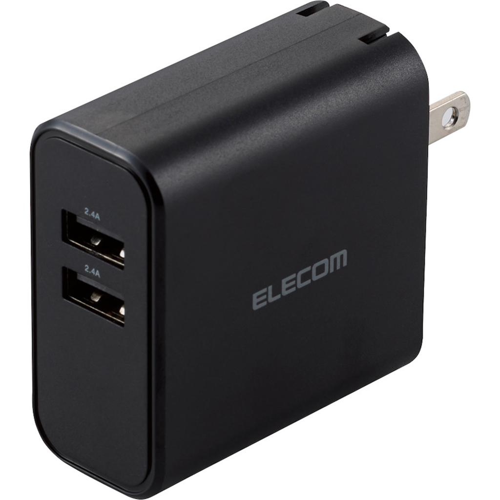 Củ sạc 2 cổng USB-A 24W Elecom MPA-ACU05 Đen