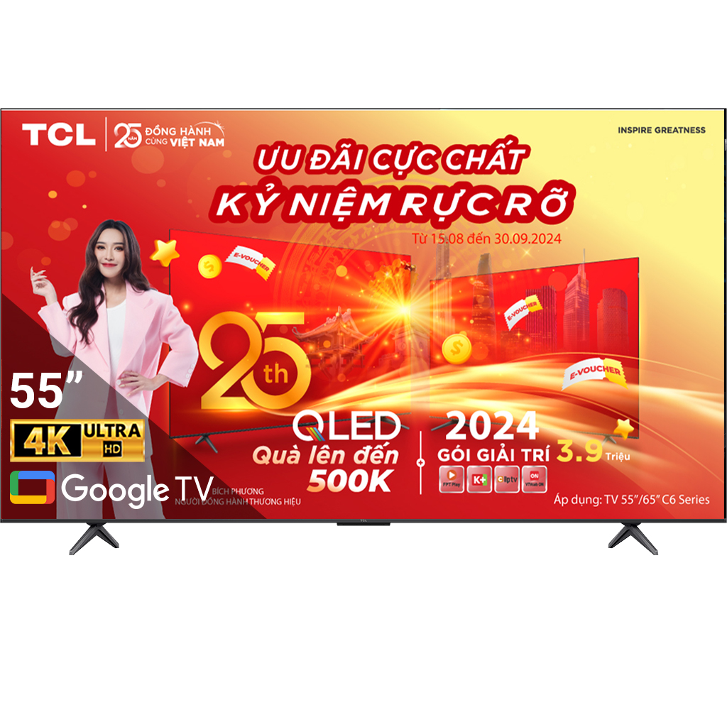 Google Tivi Qled Tcl 4K 55 Inch 55C655