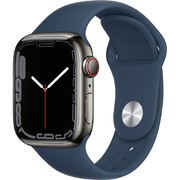 Apple Watch S7 LTE 41mm mặt thép dây cao su Xanh Xám