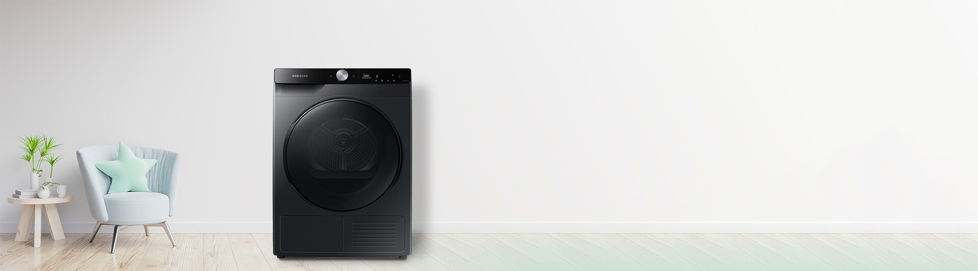 Máy sấy bơm nhiệt Samsung Inverter 9 kg DV90T7240BB/SV mặt chính diện