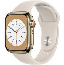Apple Watch S8 LTE 41mm viền thép Gold dây silicone Starlight MNJC3VN/A