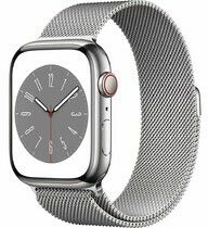 Apple Watch S8 LTE 45mm viền thép dây thép màu Bạc MNKJ3VN/A