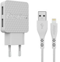 Sạc Energizer 3.4A 2 USB kèm cáp Lightning - AC2CEULLIM