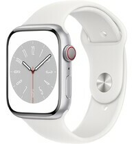 Apple Watch S8 LTE 45mm viền nhôm Bạc dây silicone Trắng MP4J3VN/A