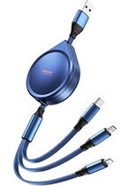 Cáp sạc dây rút Remax 3 trong 1 RC-C018 Xanh