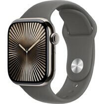 Apple Watch 10 GPS Cellular 42mm Natural Titanium Case Stone Grey Sport Band M/L