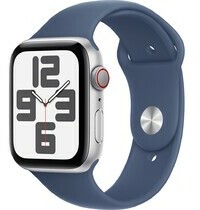Apple Watch SE GPS Cellular 44mm Silver Aluminium Case with Denim Sport Band M/L