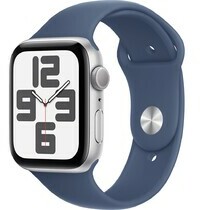 Apple Watch SE GPS 44mm Silver Aluminium Case with Denim Sport Band - M/L