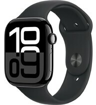 Apple Watch Series 10 GPS Cellular 46mm Jet Black Aluminium Black Sport Band M/L