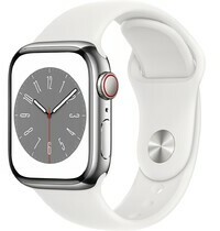 Apple Watch S8 LTE 41mm viền thép Bạc dây silicone Trắng MNJ53VN/A