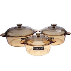 Bộ Nồi Inox, Bộ Nồi Thủy Tinh: BỘ 3 NỒI THỦY TINH VISIONS ( LOẠI TRUNG ) VS-332
